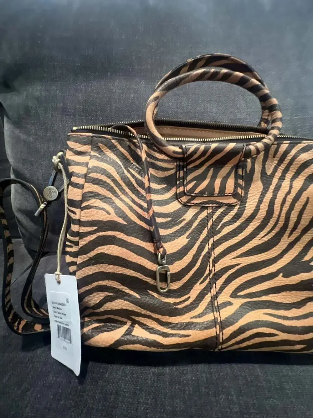 Hobo Sheila Medium Leather Handbag in Zebra Stripes